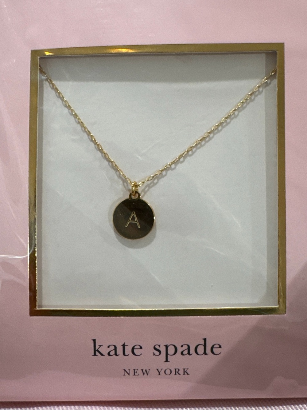 kate spade small Gold Initial 'A' Disc Necklace